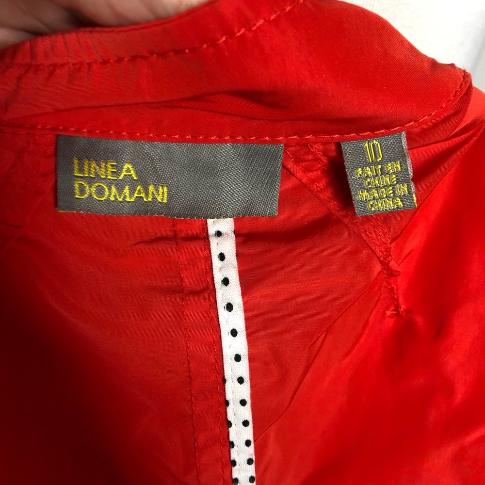 Linea Domani Tomato Red Snap Button Ruched Jacket 10 - Picture 3 of 5